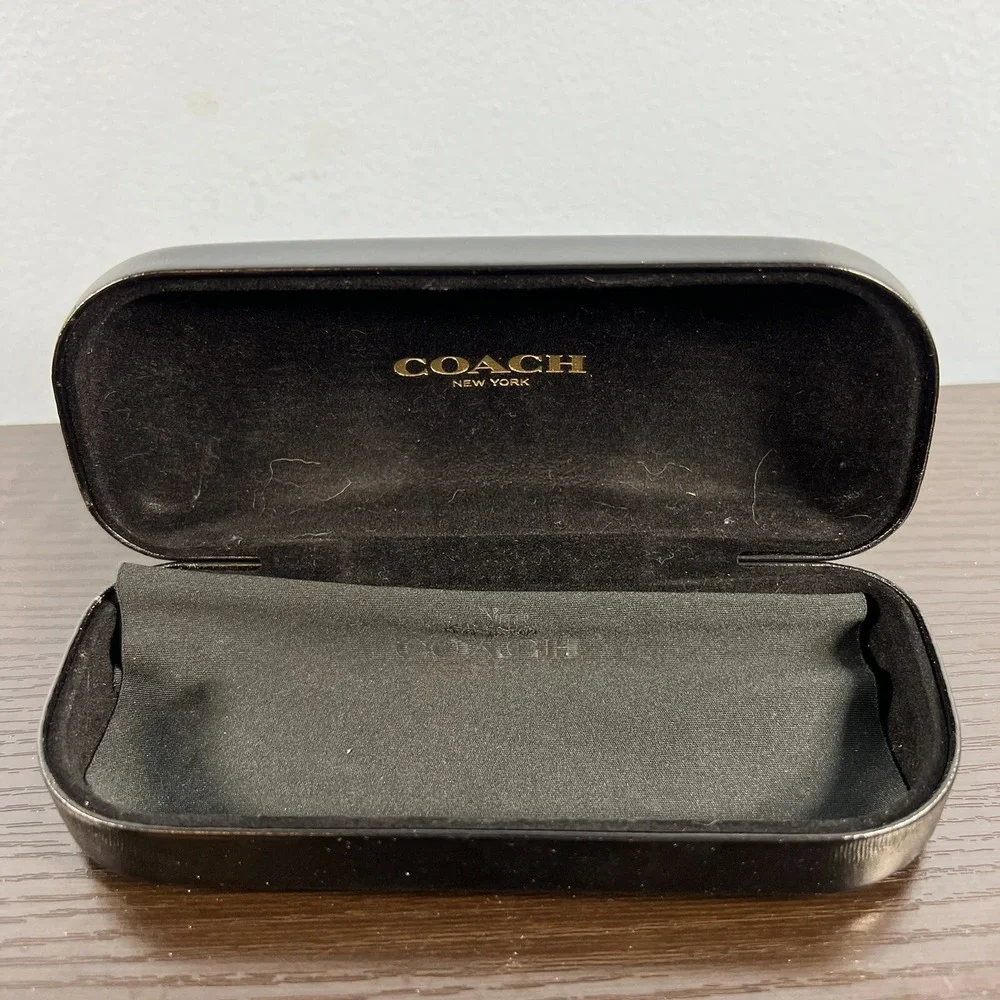 Coach Black Hard Side Clamshell Eyeglasses Sunglasses Case Cleaner Pad